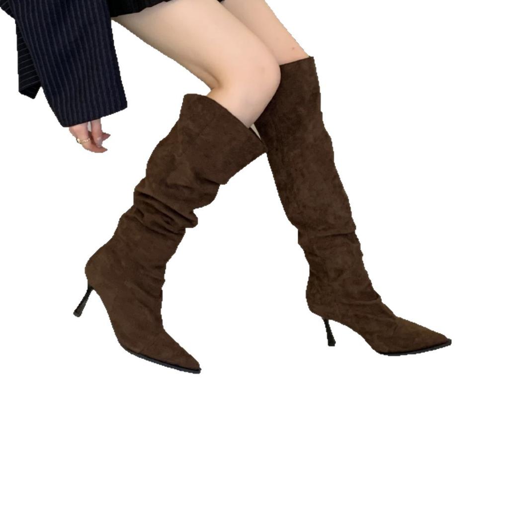 High-heeled French Pointed-toed Over-the-knee Boots Women's Boots, New In Autumn and Winter 2025, Two-wear Tall Stacking Boots