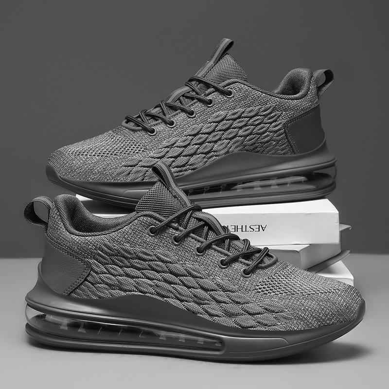 Large size casual shoes outdoor sports shoes men's lightweight air cushion low-top running shoes flying woven shock-absorbing running shoes