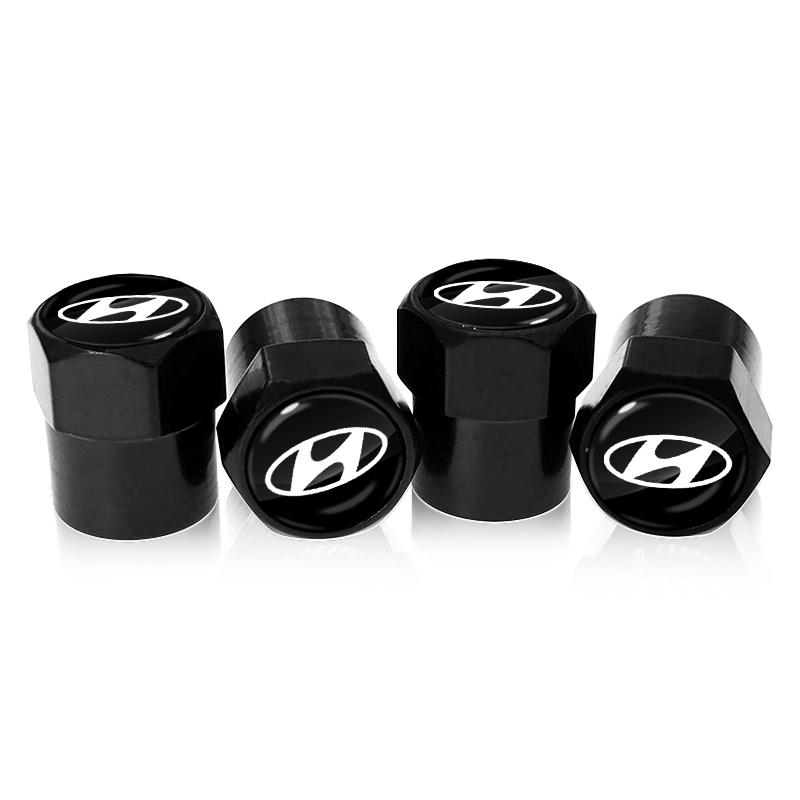 4Pcs Car Wheel Tires Bolt-in Valve Caps Badge Car Accessories For Hyundai Tucson Solaris I30 Creta IX35 I40 IX20 Veloster