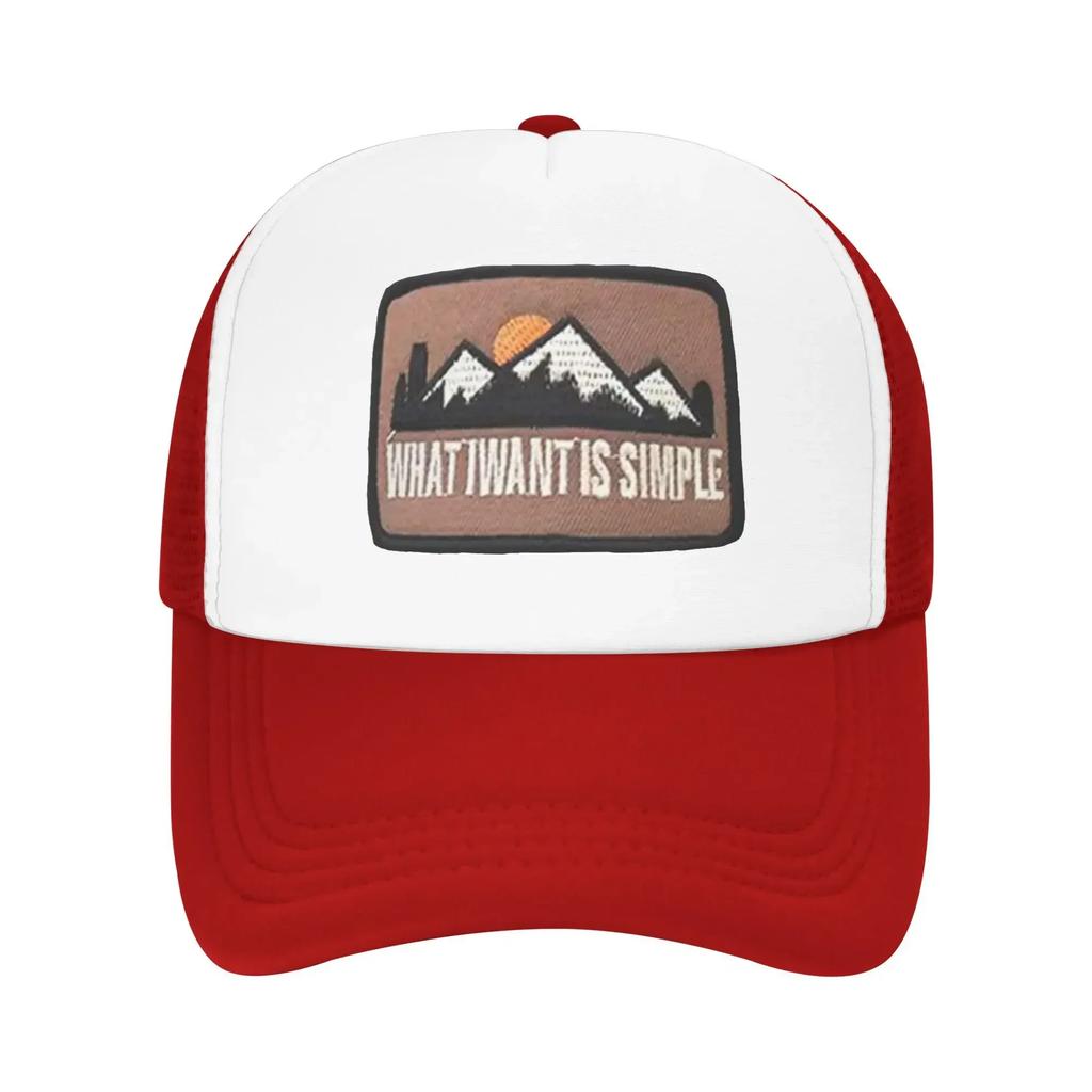 Druck Sonnenuntergang Berg Was ich will ist einfach Mädchen Individuell Netz Baseballkappen Damen Frühling Männlich Strand Papa Hut Snapback Kappe