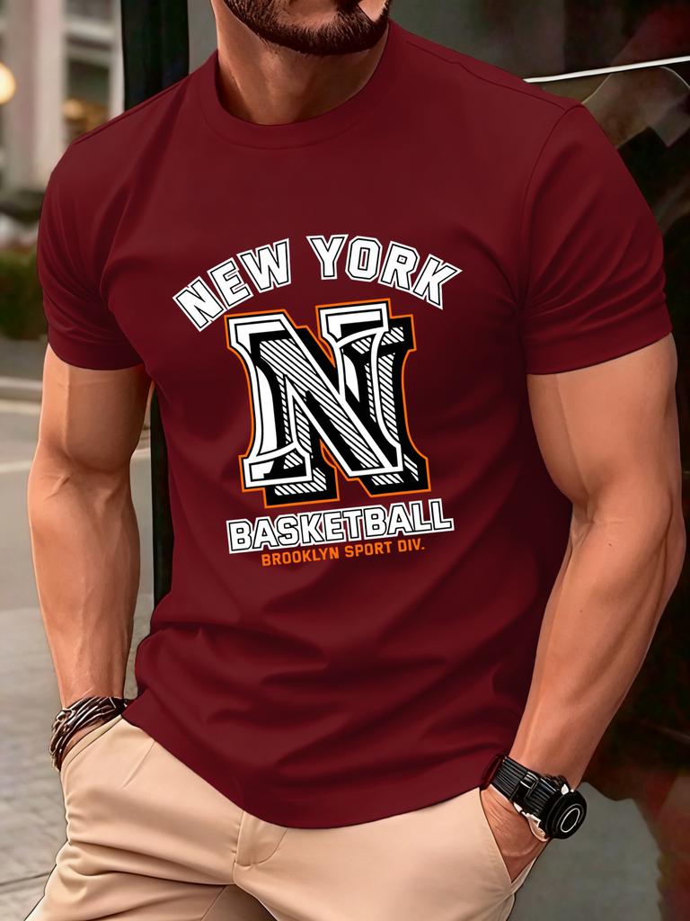 New York Brooklyn Basketball Print T Shirt Men Summer AllMatch Streetwear Trendy ONeck Clothes Cotton Oversized Man TShirts