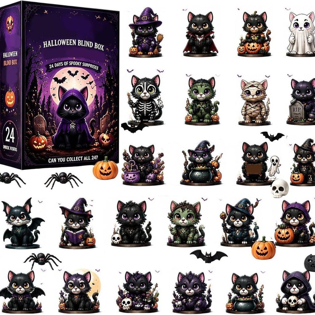 Halloween CatCountdownCalenda Halloween Black Cat Countdown Calendar Blind Box