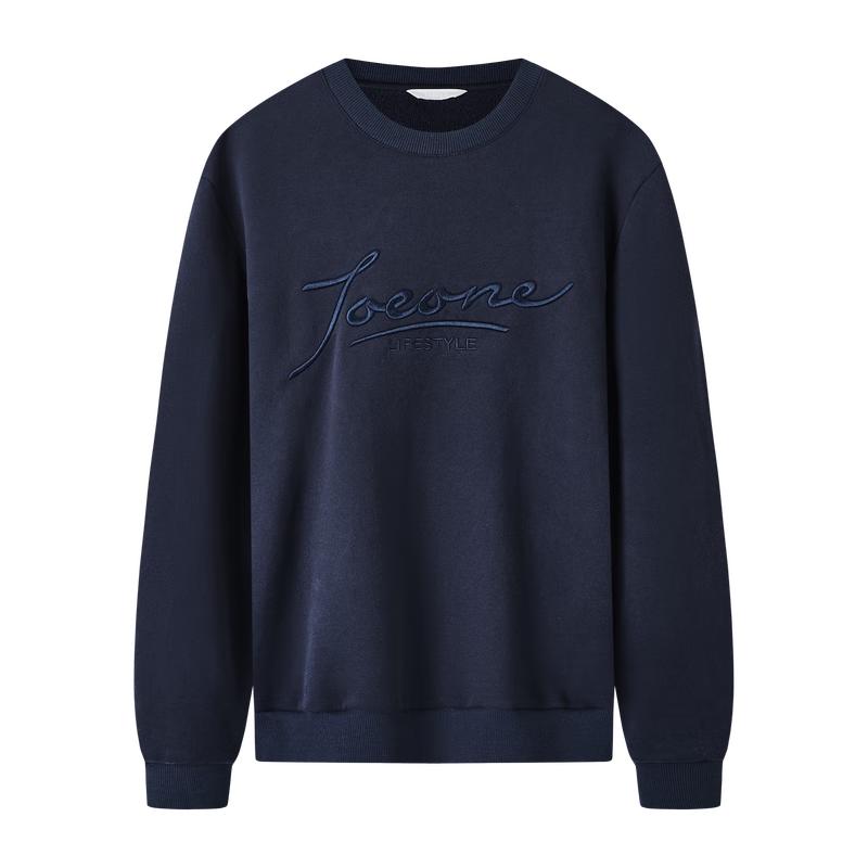 JOEONE Men s Embroidered Round Neck Cotton Blend Sweatshirt XL