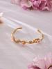18K Gold-Plated Stainless Steel Zirconia Flower C-Shaped Open Bangle