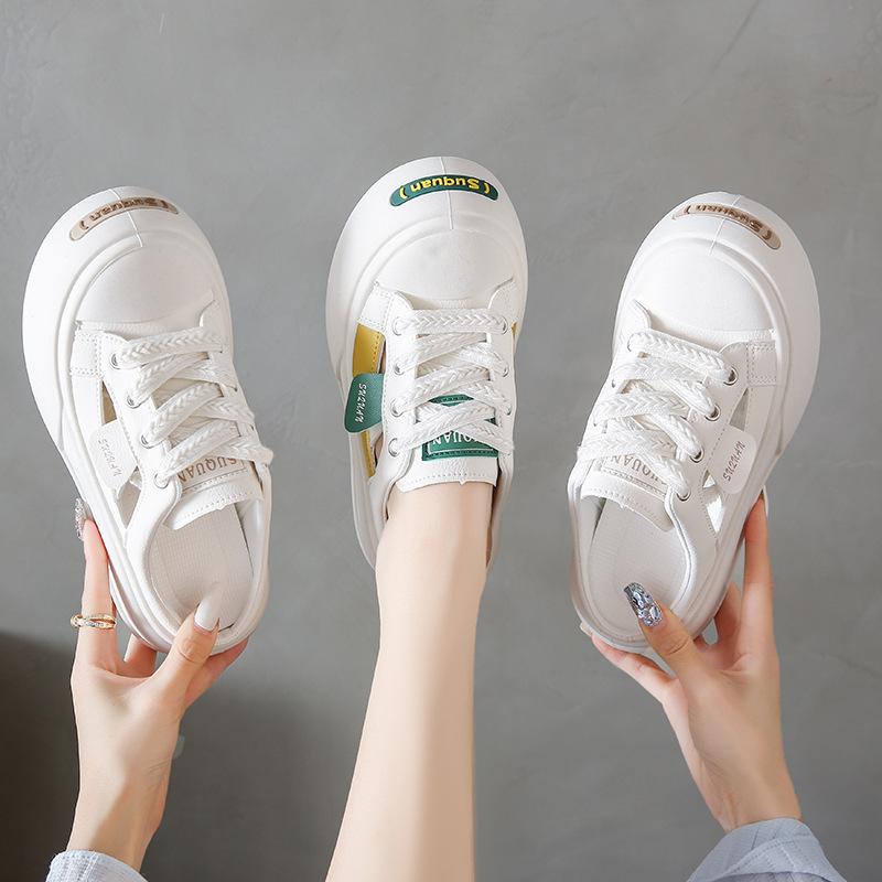 Thick-soled Bag Head and Half Slippers for Women's Summer Wear New Spring Canvas Shoes One-pedal Lazy Shoes