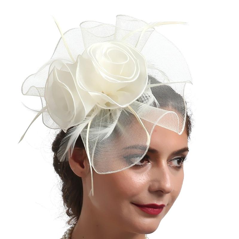 Teaparty Hat Cocktails Party Mesh Hat Hair Clip Female Mesh Flower Fascinator Hat Headpiece Role Play Accessory Headwear