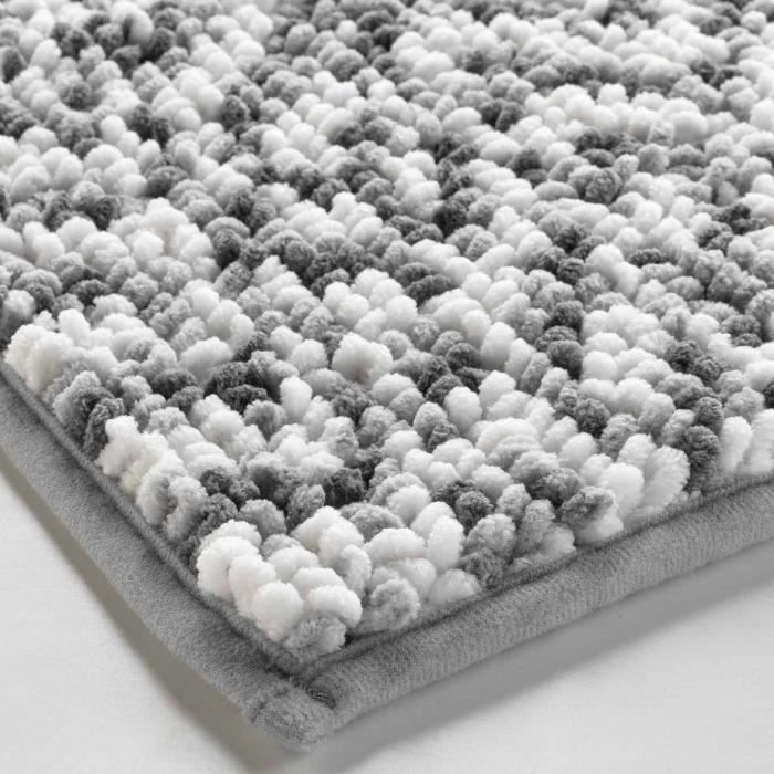 Tapis De Bain Microfibre 45 X 75 Cm Frizza Anthracite/blanc