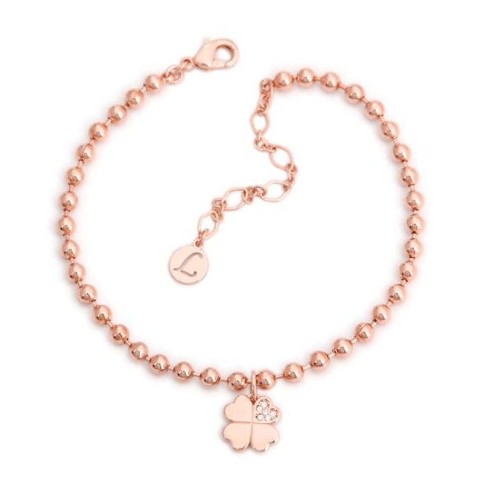 Clover 14Kgp Ball Chain Rose Gold Bracelet Jr193