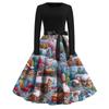 Women's Fashion Casual Round Neck Christmas Print Long Sleeve Dress