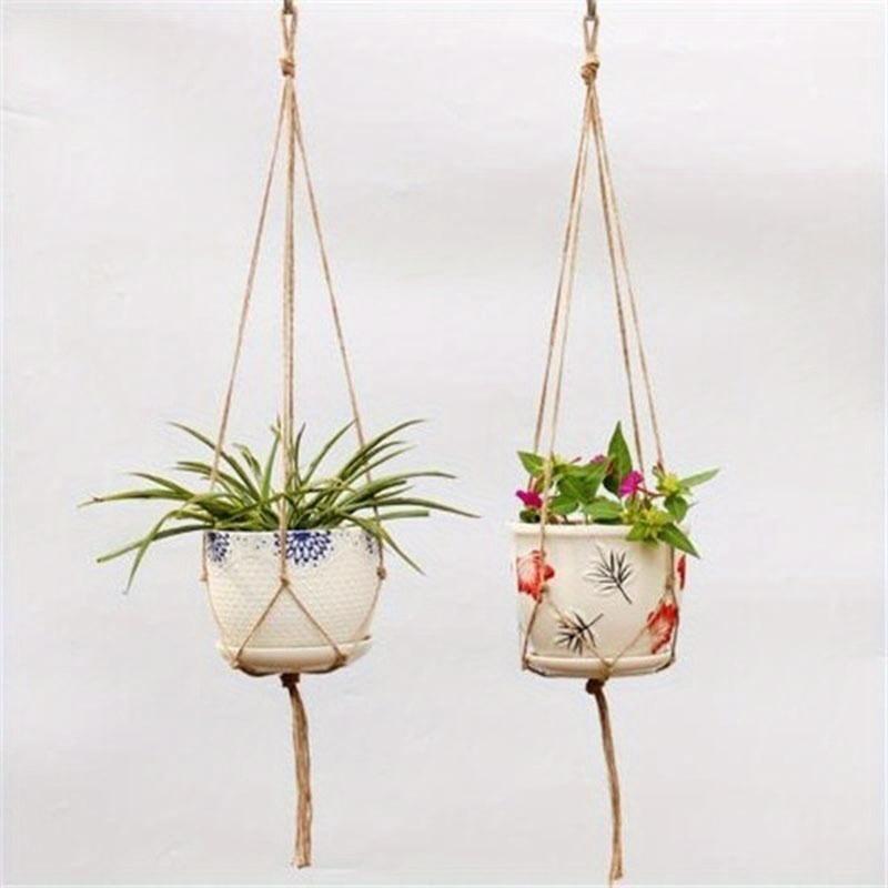 1Pc Vintage Decor Hanging Flower Pots Holder Hanging Basket Flower Pot Net Basket Sling Cotton Rope Garden Decoration Macrame Plant Hanger