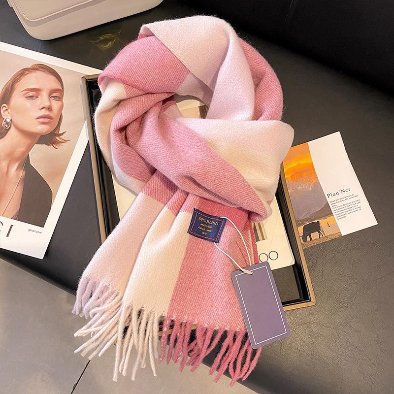 Classic Large Plaid Scarf For Men And Women Couples Korean Style Versatile Warm Neck Scarf Fashionable Gift