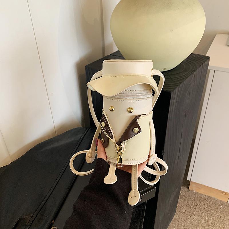 

New niche design funny contrasting little monster bucket bag shoulder crossbody trendy women s bag білий