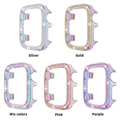 Watchband Glitter Plastic Case for Apple Watch Ultra Series 8 7 49mm 41mm 45mm Bumper for iWatch 6 SE 5 4 40mm 44mm Frame Protective Cover
