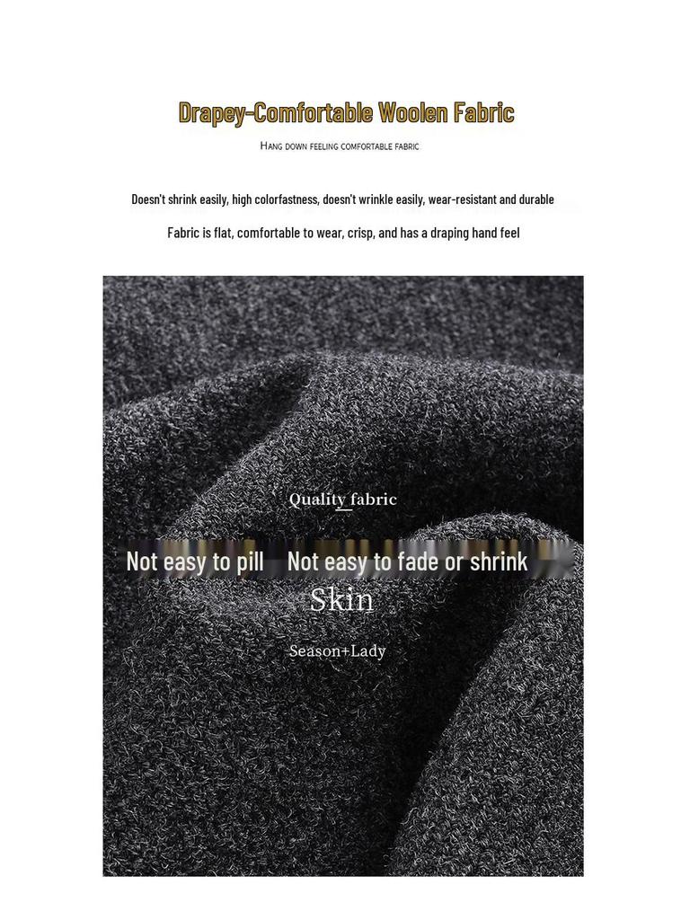 2025 Winter High-Waisted Wool A-line Skirt - Drapey, Slimming, Mid-length, Pleated, Wide-hem Design.