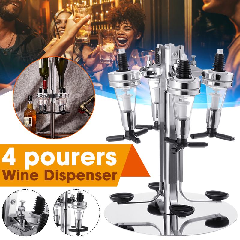 Desk Mounted 4 Station Liquor Dispenser Bar Butler Wine Dispenser Alcohol Bottle Dispenser Drinking Pourer Bar Accessories