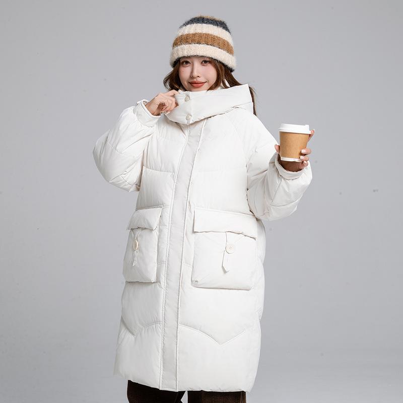 New Ladies Long Cotton-padded Jacket Plus Size Temperament Bread Clothing Loose Hooded Cotton Coat In Autumn and Winter.
