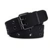 Double Buckle Belt Double Vent Eye Punch Pin Buckle Belt Youth Strong and Durable Jeans Belt