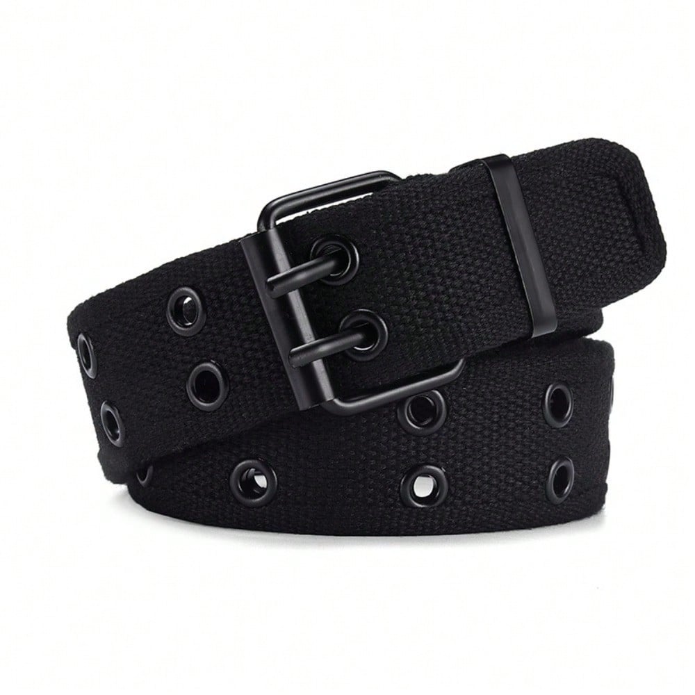 Double Buckle Belt Double Vent Eye Punch Pin Buckle Belt Youth Strong and Durable Jeans Belt