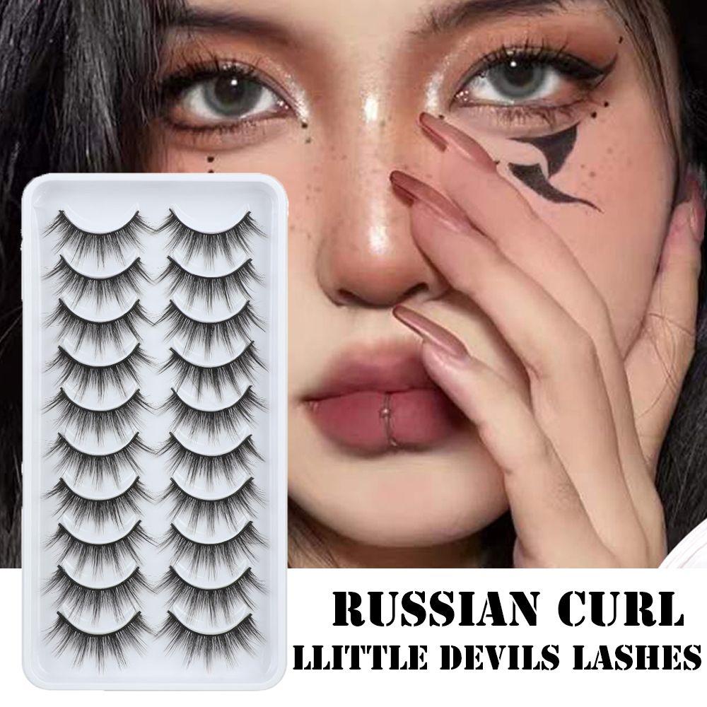 

10 Pairs Reusable Fluffy Natural False Eyelashes Russian Curl Eyelashes DD Curl Lashes 10-23mm