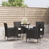 Vidaxl 5-Cz. Garden Bistro Furniture Set With Cushions, Black