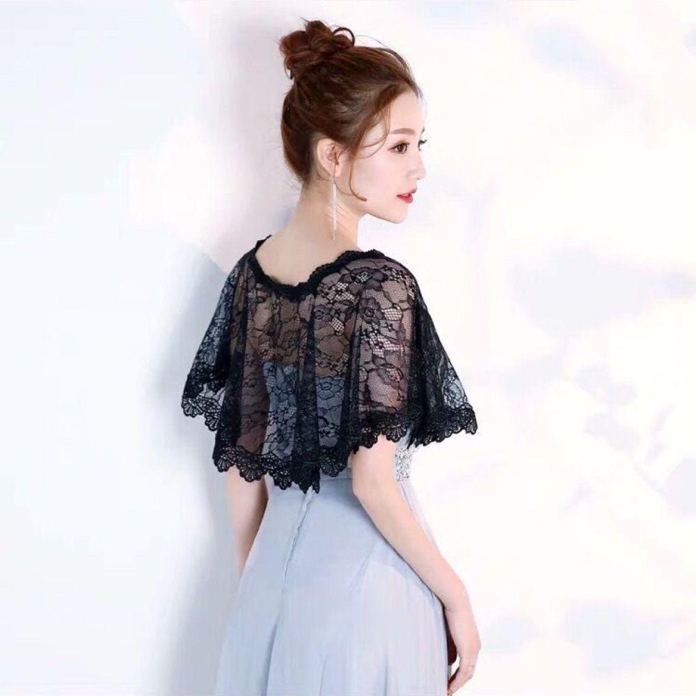 Elegant Lace Shawl Poncho Hollow Out Fake Collar Sweet Lace Cover Up Tops  Shoulder Decoration