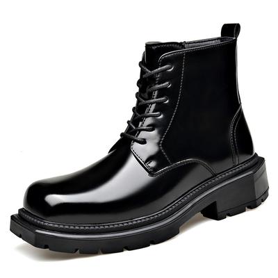Winter Britischer Stil Erhöhte Plateau-Stiefel für Herren Lässig Leder Designer Warm Baumwollschuhe Herbst Stiefeletten Männlich