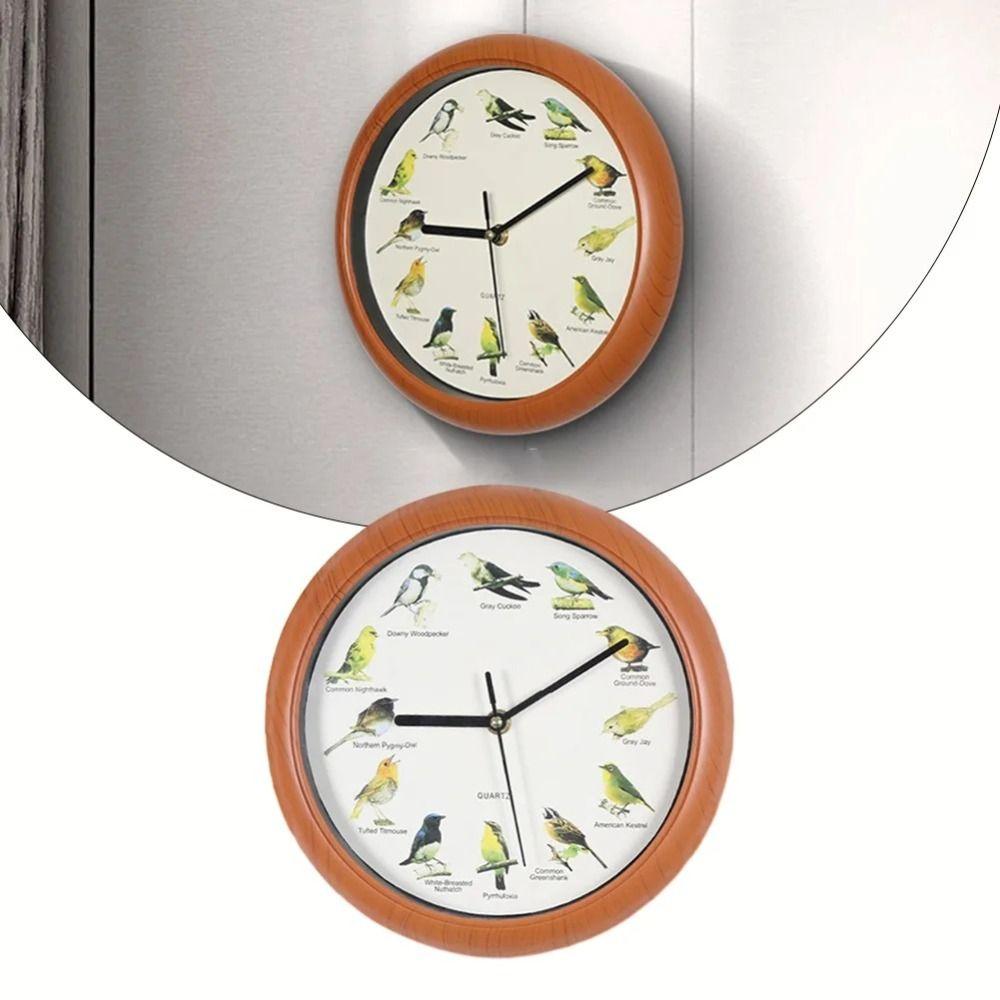 Round Wall Clock Minimalist Wall Hanging Clock Housewarming Gift Birdsong Alarm Clock Office