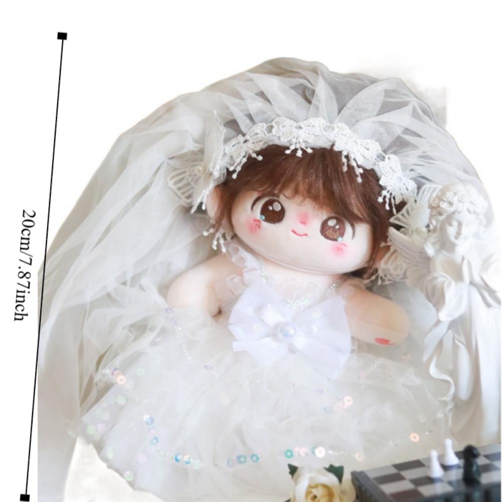 Wedding Dress 20cm Cotton Clothes White Gauze Skirt Dress Up Cotton Outfit Dress Collection Mini 20cm Flower Dress