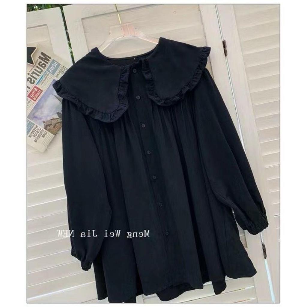 Korean Version Chic Niche Women's Doll Collar Shirt  Spring and Autumn Design Sense Top