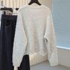 Women's Loose Fit Round Neck Wool Blend Knitted Sweater