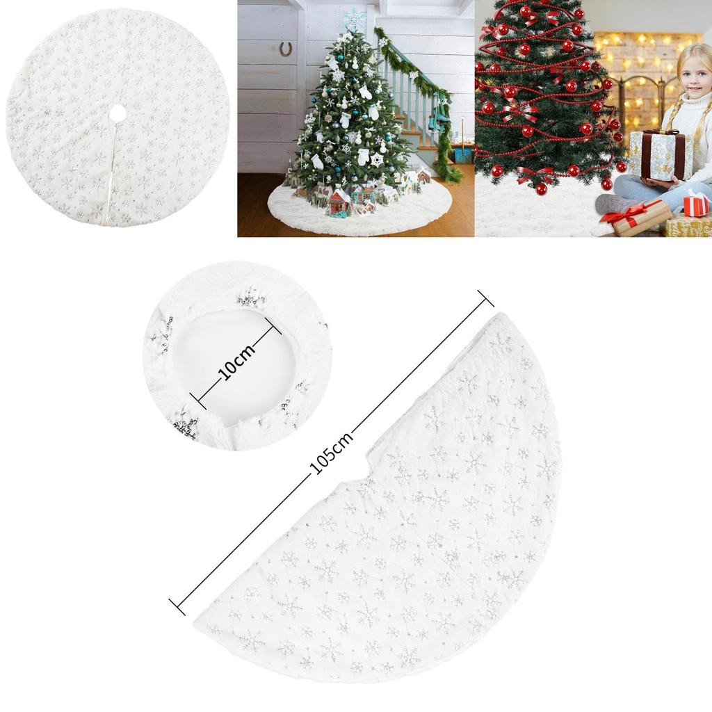 Stunning White Silver Sequin Snowflake Christmas Tree Skirt For Elegant Holiday Decoration