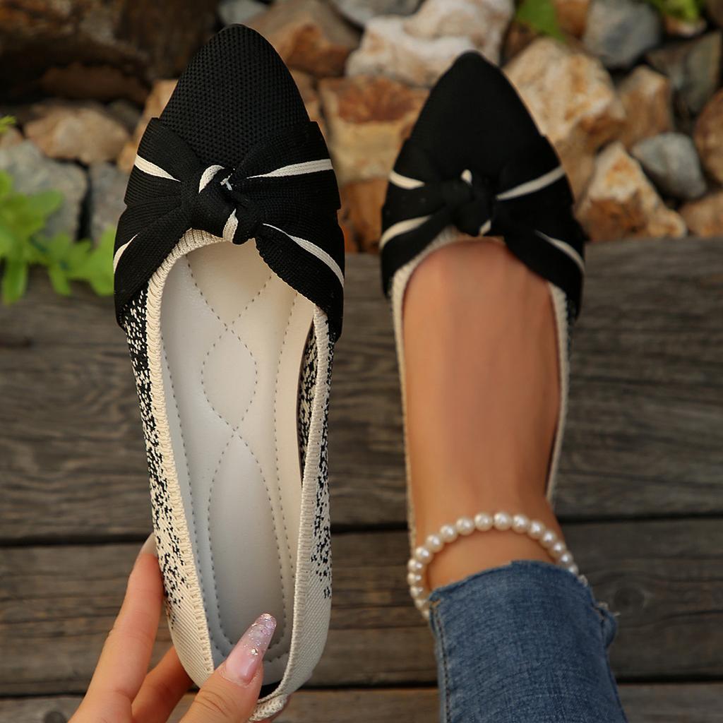 Foreign Trade Large Size Lightweight Soft Sole Doudou Women's Shoes Spring and Autumn 2025 New Color Matching Bow Comfortable Non-slip Single Shoes