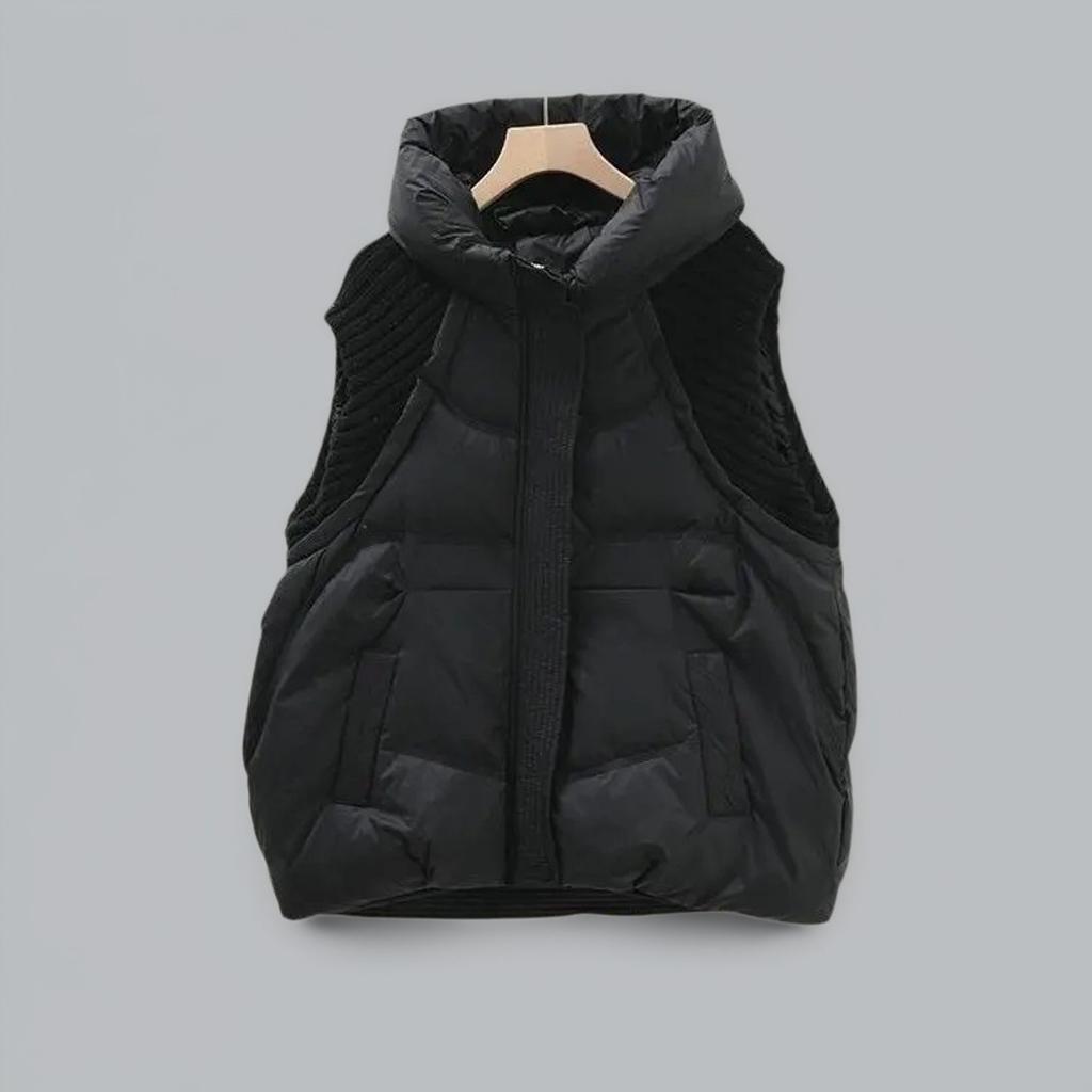 European large-size women's cotton vest Korean version loose and versatile splicing design thickened warm commuter wind outer wear vest