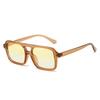 Popular Fashion Leopard Women'S Sunglasses Retro Double Bridges Square Sunglass Female Big Frame Ocean Gradient Eyewear