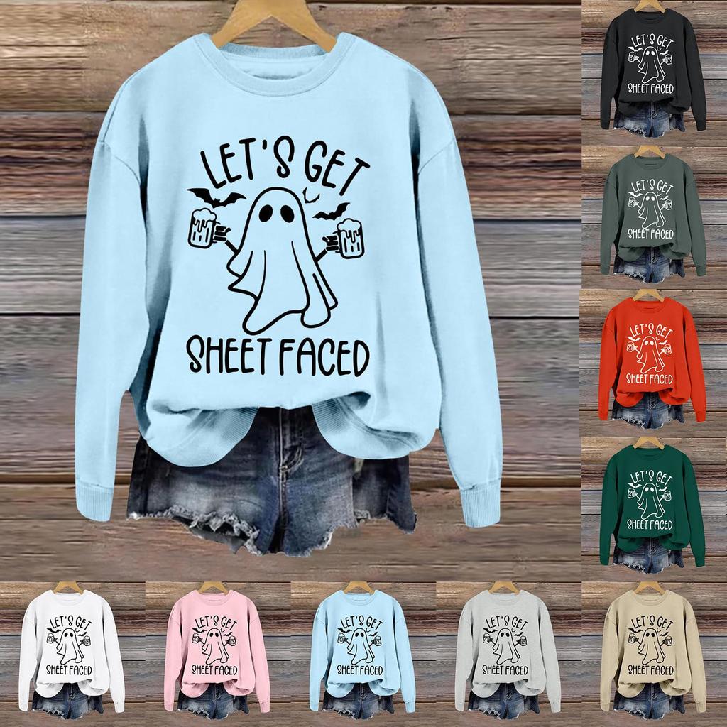 Halloween Sweatshirts For Women Cute Ghost Long Sleeve T Shirt Fashion Sweatshirt
