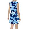 Women's Fashion Sleeveless Round Neck Printed Decorative Button Double Pocket Lace-up Dress