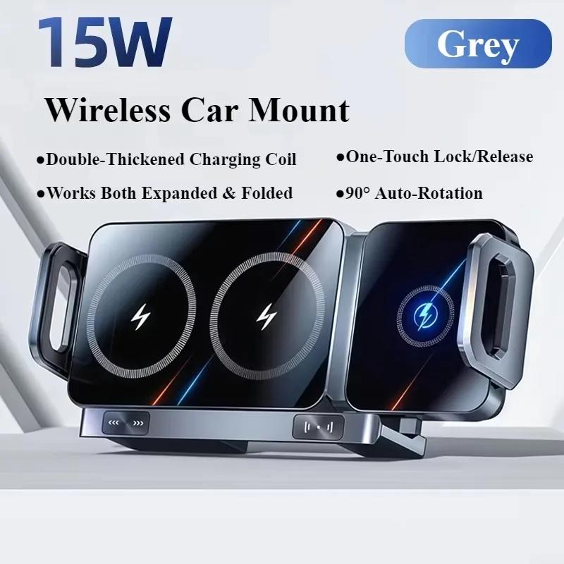 Eary Wireless Car Charger Auto-Clamp Car Mount Fast Charging Air Vent Car Phone Holder Stand Compatible with iPhone 16 Samsung