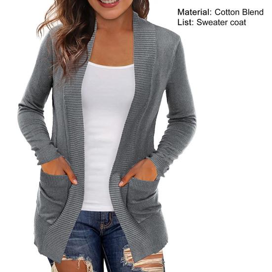 Palton Damă Culoare Solidă Simplu Tricotat Cusături Excelente Cardigan Pulover de Toamnă pentru Purtare Zilnică