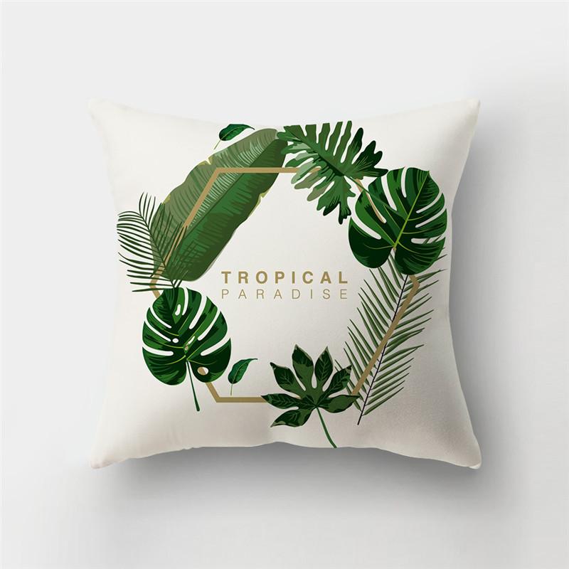 Fresh Summer Leaves Tropical Plants Square Cushion Cover Home Living Room Sofa Bedroom Decoration Pillow Cover