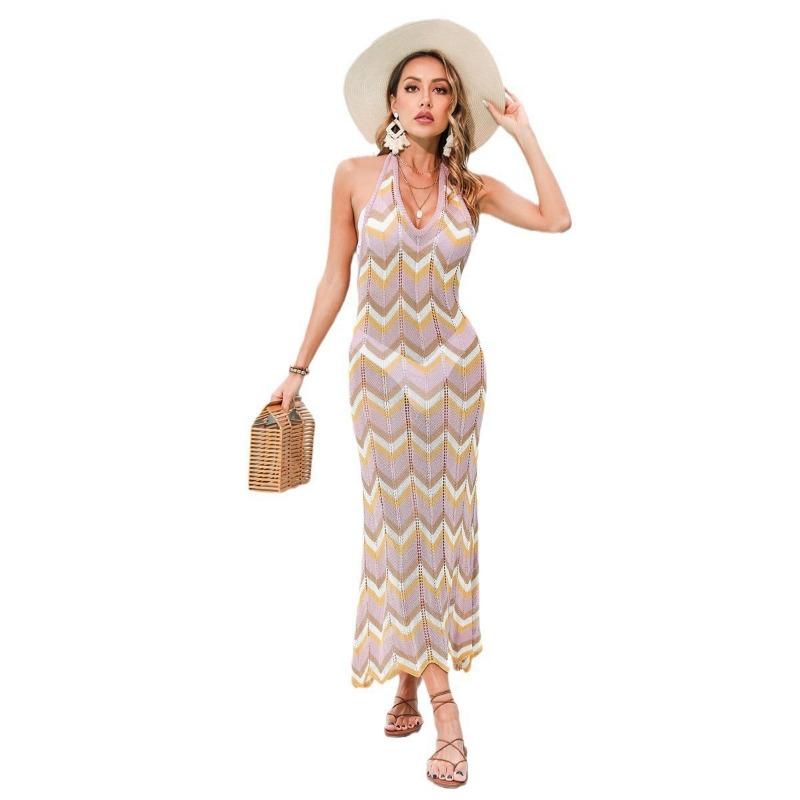 Women's Big Hem Lace Up Beach Dresses Holiday Style Beach Cover-Up