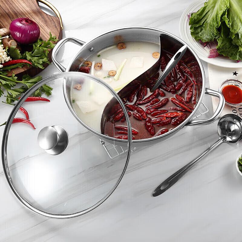 Meichu 32cm Stainless Steel Divided Hot Pot with Lid