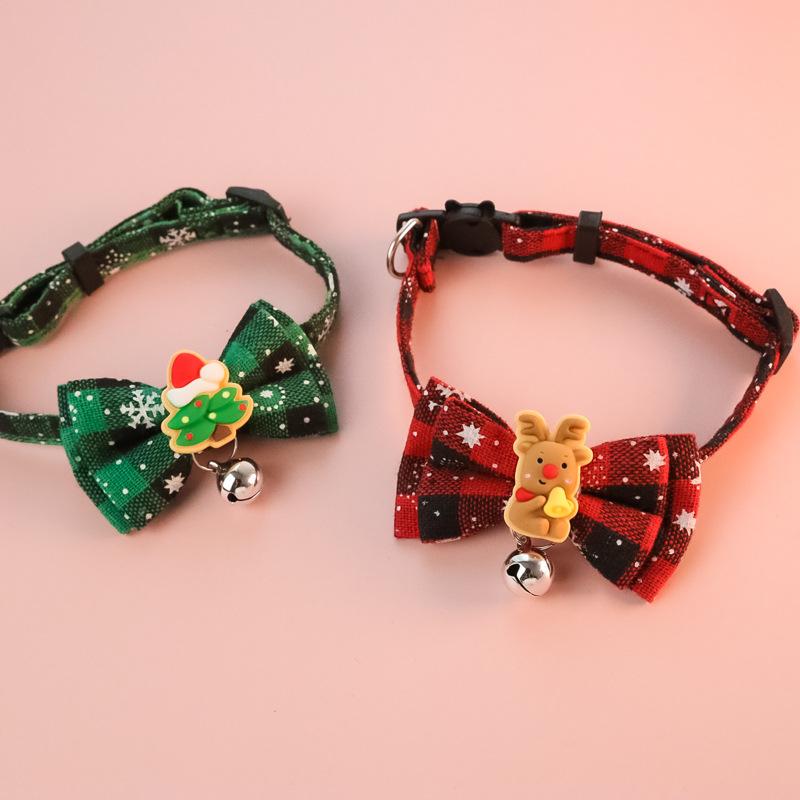 Christmas Pets Collars Exquisite Snowflake Bowknot Scarf with Bell for Cat Dog Puppy Bunny Xmas Party New Year Pets Gift