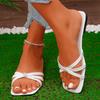 Fashion Summer 2025 Women's Large Size Casual and Comfortable Square Head Simple Strap Fashion Casual Beach Sandals Slip-On Shoes