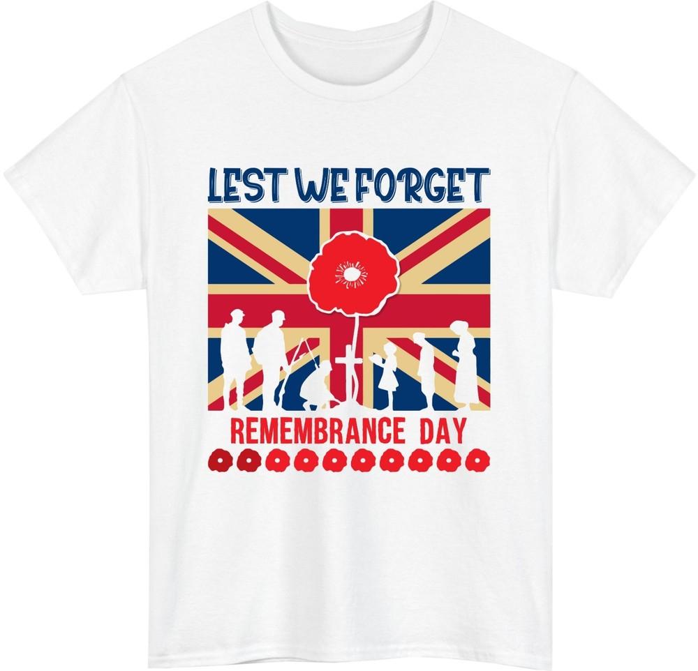 Lest We Forget Military Tribute TShirt Remembrance Day Union Jack Gift Tee S