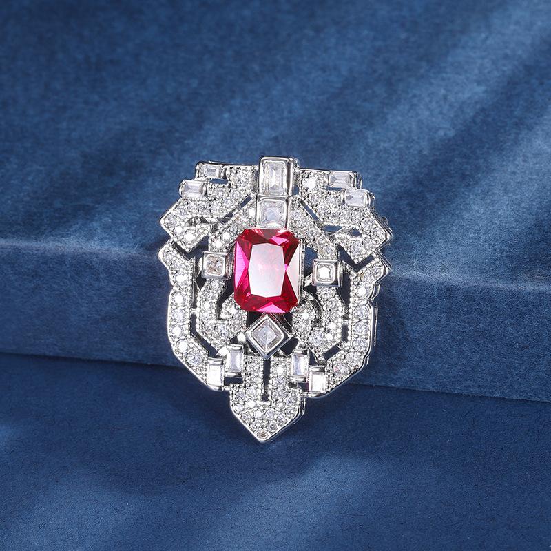 Summer Women's Simple Korean Version Fashion and Temperament Women's Brooch Colorful Style with Zircon Green Red Accessories