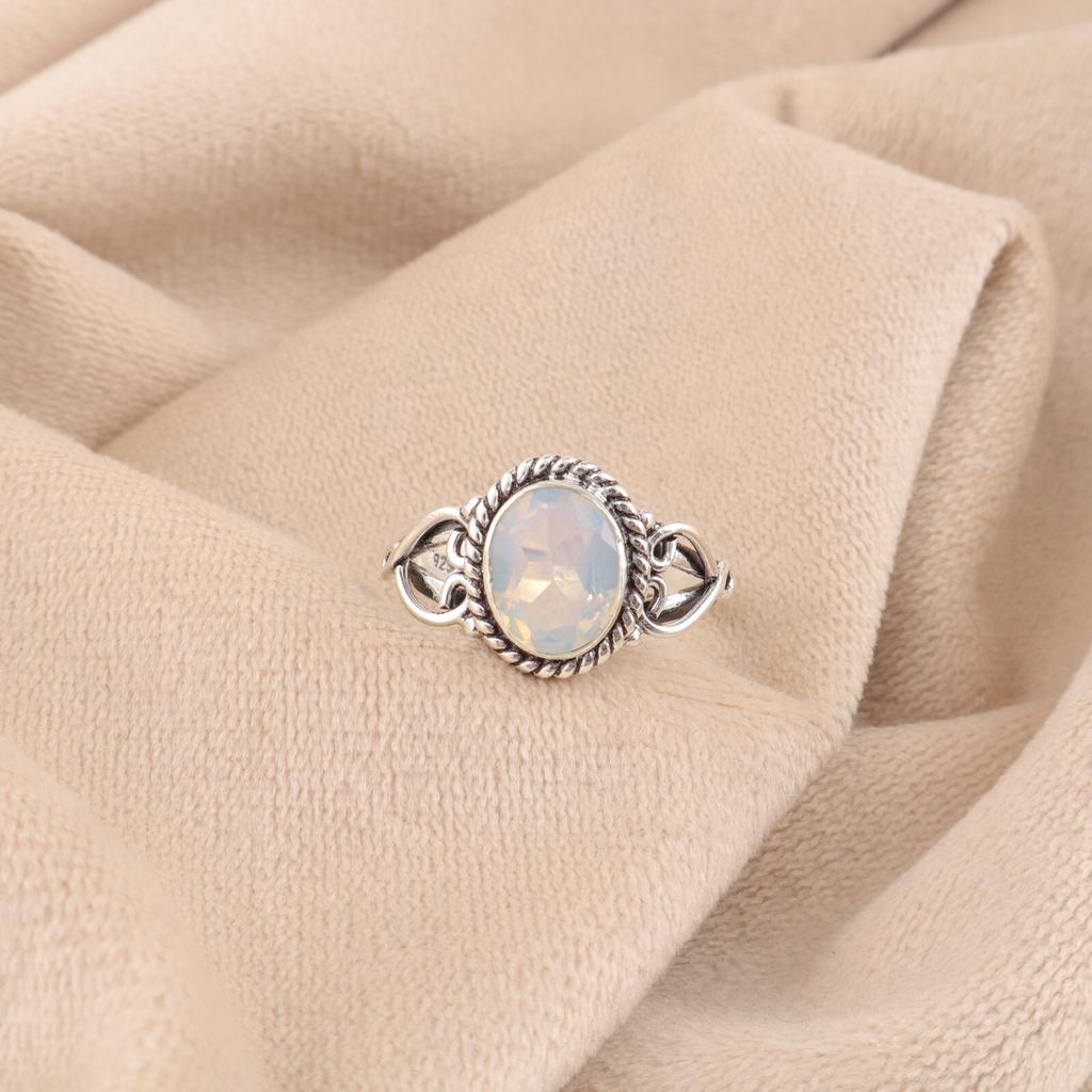 Natural Milky Opal Gemstone 925 Sterling Silver Jewelry Handmade Ring For Friend RR-8-17