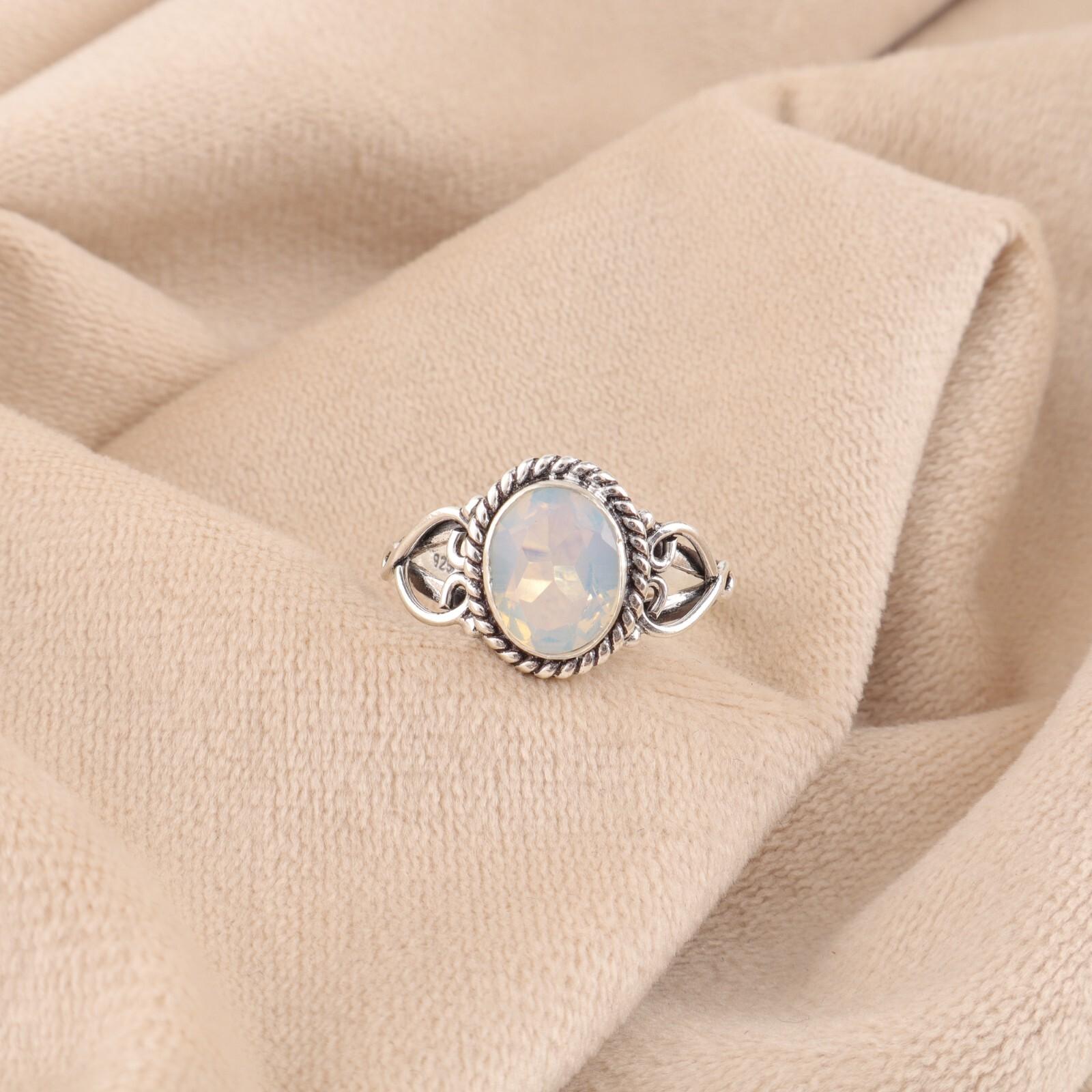 

Натуральный молочный опал драгоценный камень 925 стерлинговое серебро ювелирные изделия кольцо ручной работы для друга RR-8-17 10