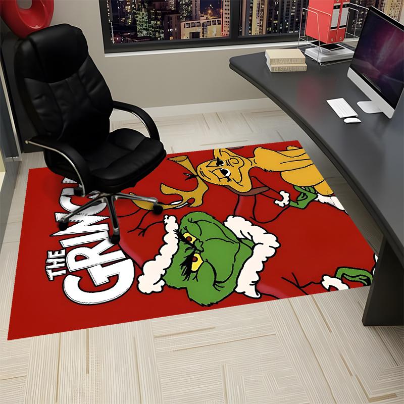 Tapis imprimé Grinch, Tapis pour chaise de bureau Salon Chambre à coucher Décoration de cuisine Cadeaux.