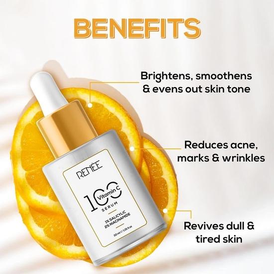 RENEE 15% Vitamin C, 1% Salicylic & 2% Niacinamide Face Serum for Glowing Skin, Reduces Dark Spots, Acne, Fine Lines  for All Skin Type - 30 Ml