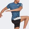 adidas SS22 Stripe Logo Round Neck Short Sleeve T-Shirt Men Tops Blue HL5988